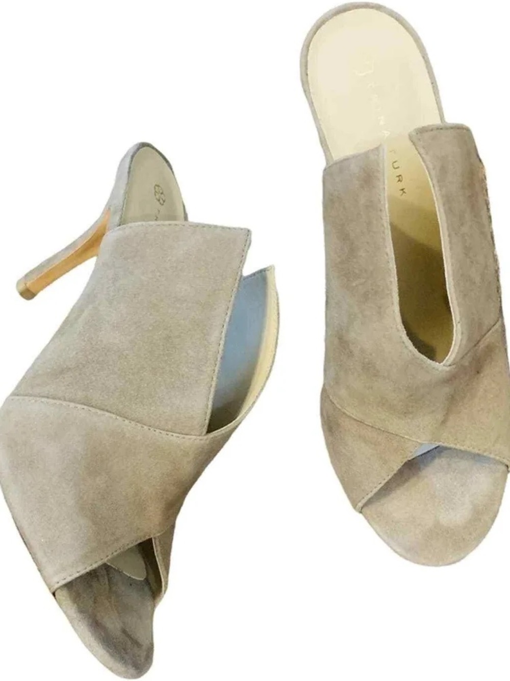 Trina Turk Laguna Suede Leather Mules heels Sz 7.5